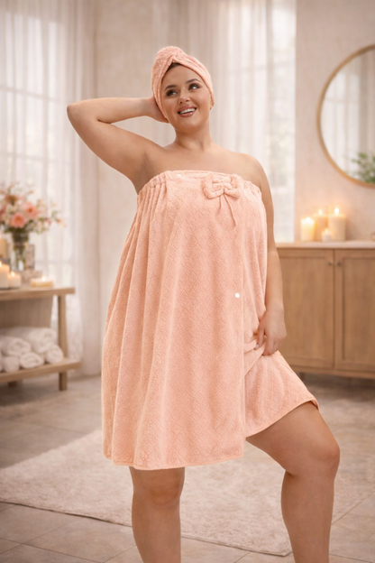 Badhanddoek grote maten met muts